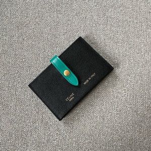 Celine Accordion Card Holder Case Black/Green Leather